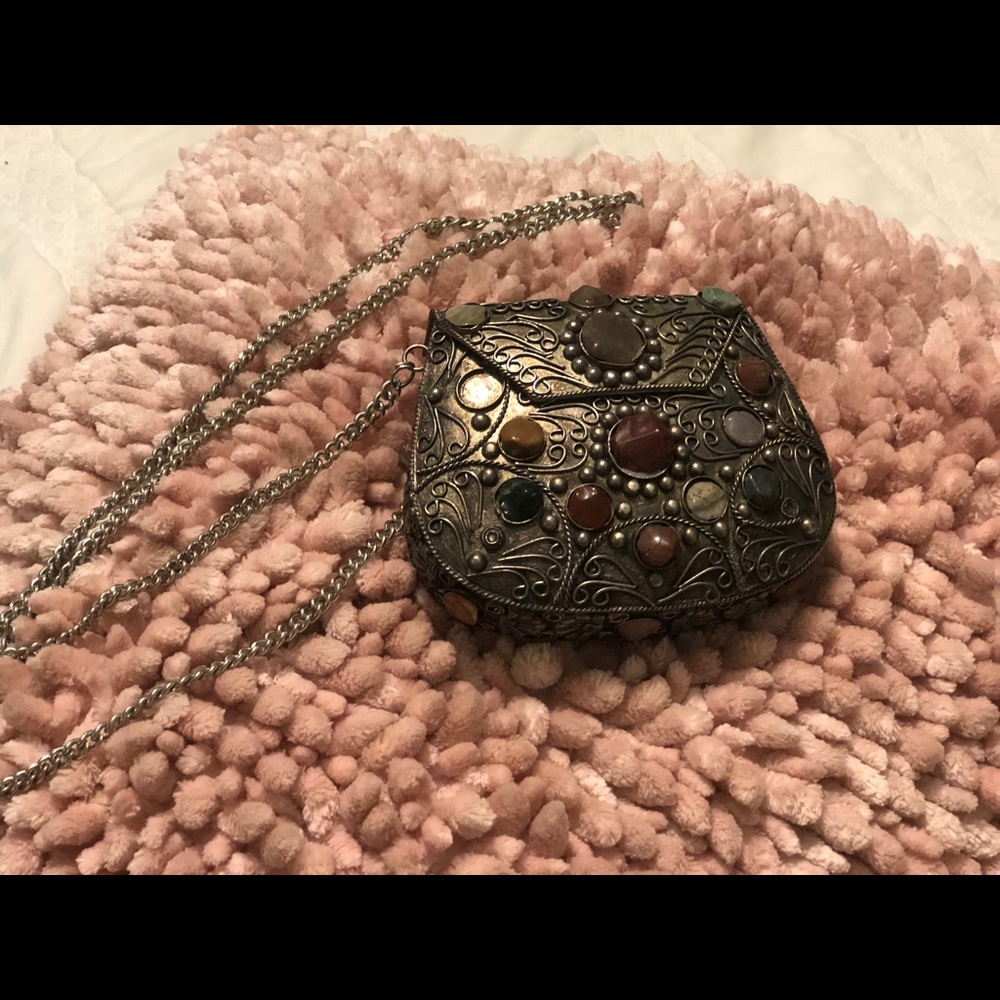 Vintage Purse silver with pretty stones